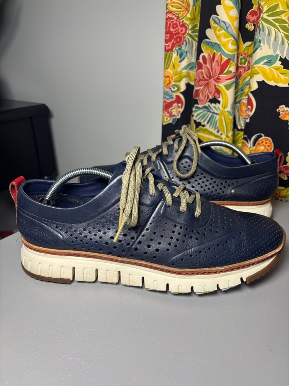 Cole Haan Zerogrand Perforated Sneaker Marine Blue Leather Size 11